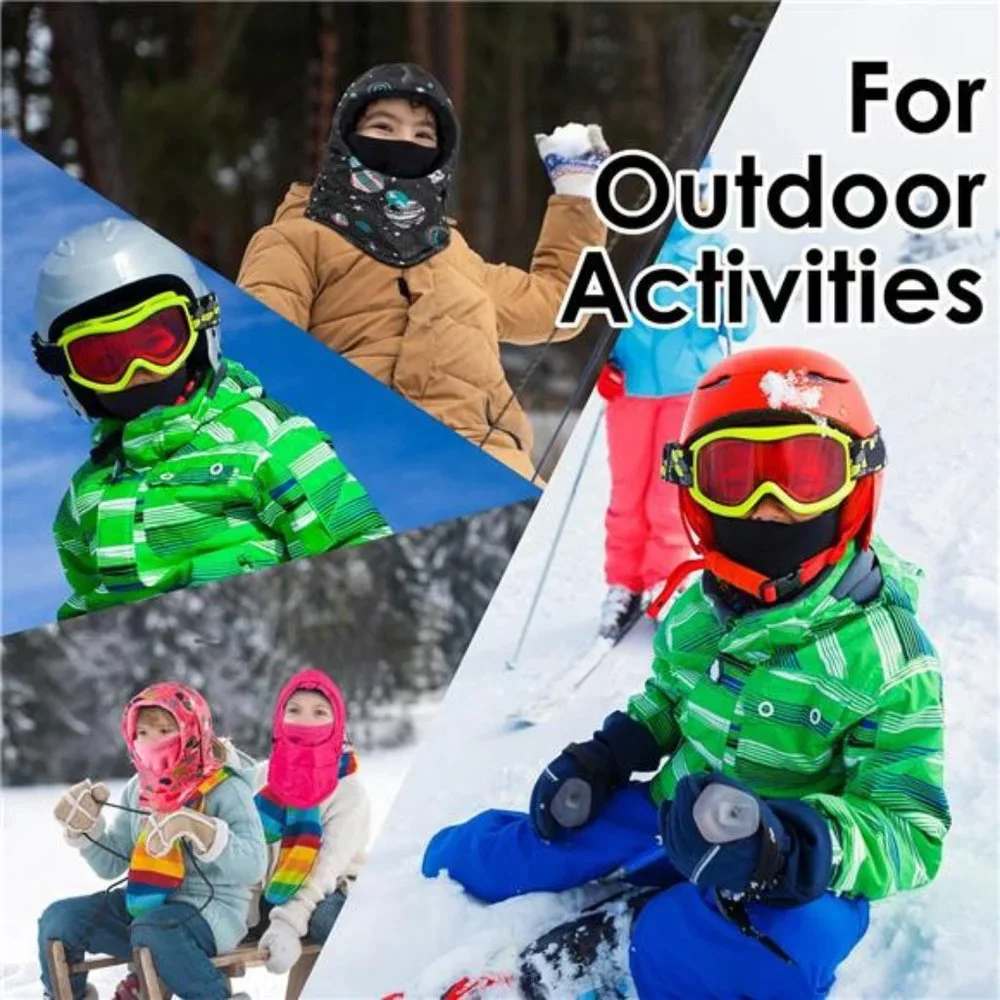 Kids Waterproof Balaclava, Ski Mask with Warm Fleece Face Cover, Pink
